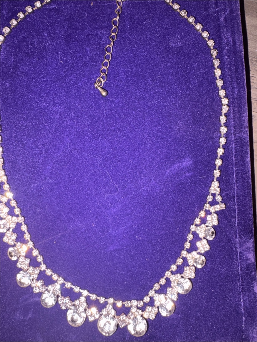 Crystal Drop Necklace - Silver Tone with Lobster Clasp Great for Bridal/Formal